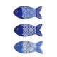 Set 3 magnets Frigo aimantés, Poissons Carreaux De Ciment 4, L 9 cm