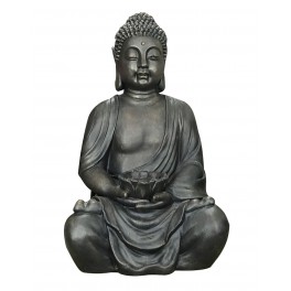 Grand Bouddha Magnésie, Patine Gris cendré, H 61 cm