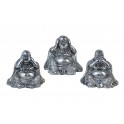 Set 3 Minis Bouddha de la sagesse Miroir D'argent 2, H 8 cm