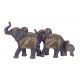 Famille 3 Eléphants Résine, Modèle Jungle Chic Noir et Doré, L 31 cm