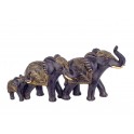 Famille 3 Eléphants Résine, Modèle Jungle Chic Noir et Doré, L 31 cm