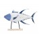 Déco Marine Poisson XL : Grand Thon Stylisé sur socle, Bois recyclé, L 107 cm