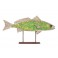 Déco Mer : Grand Poisson Labre Vert sur socle, Bois recyclé, L 39 cm