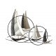Déco murale Fer : 4 Bateaux sur Vagues, Gamme Océanic. L 125 cm