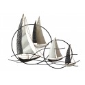 Déco murale Fer : 4 Bateaux sur Vagues, Gamme Océanic. L 125 cm