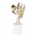 Sculpture Design Résine : Tendre Complicité, Mod Champagne et Blanc, H 62 cm