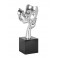 Sculpture Design Couple : Tendre Complicité, Argent Satin, H 62 cm