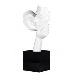 Sculpture Design Résine : Indiscrétion, Mod Blanc Satiné H 57 cm