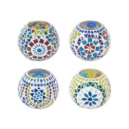 Set 4 Photophores Indiens, Mandalas Colorés, Diamètre 10 cm