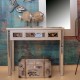 Commode 3 Tiroirs en madère avec inserts verre laqué noir, L 73 cm