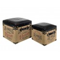 Set 2 Coffres Mdf, Collection Vintage USA, H 35 cm (grand)