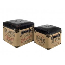 Set 2 Coffres Mdf, Collection Vintage USA, H 35 cm (grand)