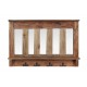 Portemanteau 5 Miroirs et 4 Patères de Suspension, Bois naturel, L 70 cm