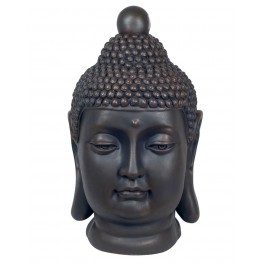 Statuette XL ethnique : Buste Bouddha XL, Gris vieilli, H 65 cm