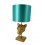Lampe Jungle Chic, Panthère dorée, AJ Bleu Canard, H 51 cm
