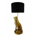 Lampe en Polyrésine Jungle Chic, Panthère dorée, AJ Noir, H 77 cm