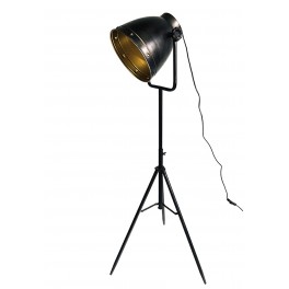 Lampadaire à Rivers en Métal Noir et Doré, Style Industriel, H 170 cm