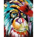 Tableau Animaux Design : Chimpanzé multicolore, H 80 cm