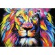 Tableau Eléphant : Trompe l'oeil multicolore H 100 cm