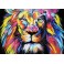 Tableau Animaux Design : Lion multicolore, L 100 cm