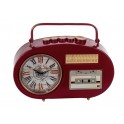 Horloge Vintage : Modèle Radio Cassette Rouge, Longueur 26 cm