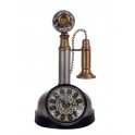 Horloge rétro : Modèle Téléphone Chandelier Gris et Cuivre, H 30 cm
