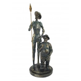 Figurine décorative Don Quichotte et Sancho Panza, Sculpture Résine, H 35 cm