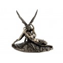 Statuette Couple Nu : Psyché et Cupidon, Le baiser de l'Amour, L 20 cm