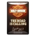 Plaque 3D métal Harley Davidson 20x30 cm : Pin-up sur Harley noire