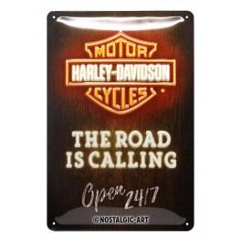 Plaque 3D métal Harley Davidson 20x30 cm : Pin-up sur Harley noire