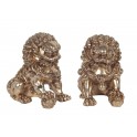 Set 2 Lions Chinois Fo, Protection, Bonheur et Fortune, L 20 cm