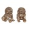 Set 2 Lions Chinois Fo, Protection, Bonheur et Fortune, L 20 cm
