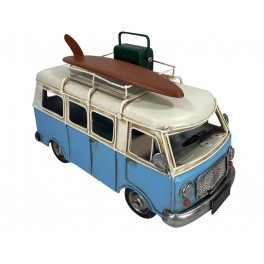 Van Combi Miniature, Modèle Valise et Planche de Surf, Bleu, L 28 cm