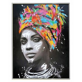 Tableau Peinture Femme : Africaine Street Art, H 80 cm