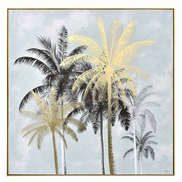 Tableau Tropical Design et Cadre : Palmiers d'or, H 100 cm