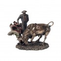 Figurine Corrida Résine : Taureau et Torero, Finition Antic Line, L 18 cm