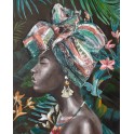 Tableau Africaine : Afro en Couleurs 2, H 100 cm