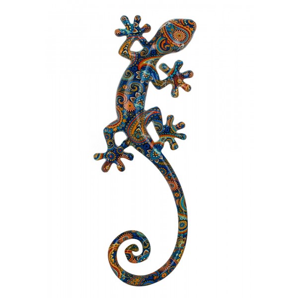 salamandre gecko lézard multicolore porte clé métal 