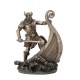 Figurine Antic Line : Guerrier Viking et Drakkar, H 24 cm
