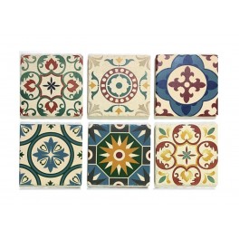 Set 6 sous-bocks Rétro, Motifs Carreaux de Ciment 5, H 11 cm