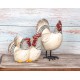 Duo Poule et Coq Blanc en Résine, Collection AUTHENTIK, L 18 cm