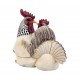 Figurine Métal & Résine Poule : Modèle Noir & Blanc, H 25 cm