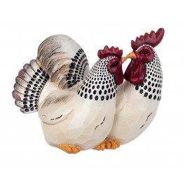 Figurine Métal & Résine Poule : Modèle Noir & Blanc, H 25 cm