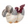 Duo Poule et Coq Blanc en Résine, Collection AUTHENTIK, L 18 cm