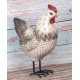 Figurine Métal & Résine Poule : Modèle Noir & Blanc, H 25 cm