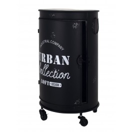 Petit Meuble Bar, Fût en métal, Modèle Industriel Urban Loft, H 70 cm