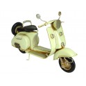 Grand Scooter Vespa Métal, Modèle Vintage Blanc Crème, L 27 cm