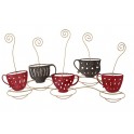 Déco Murale Cuisine : 4 tasses à Café rouges et fumantes, L 63 cm