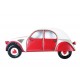 Déco murale métal Voiture Rétro : La 2CV rouge et blanche, longueur 96 cm