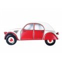 Déco murale métal Voiture Rétro : La 2CV rouge et blanche, L 96 cm